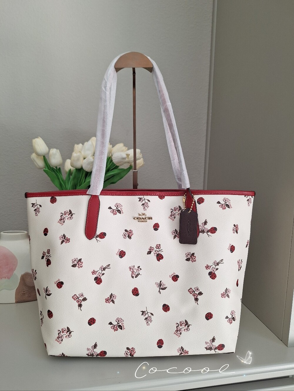NEW COACH City 33 Tote with Ladybug Floral Printed Women Shoulder Bag  C7272